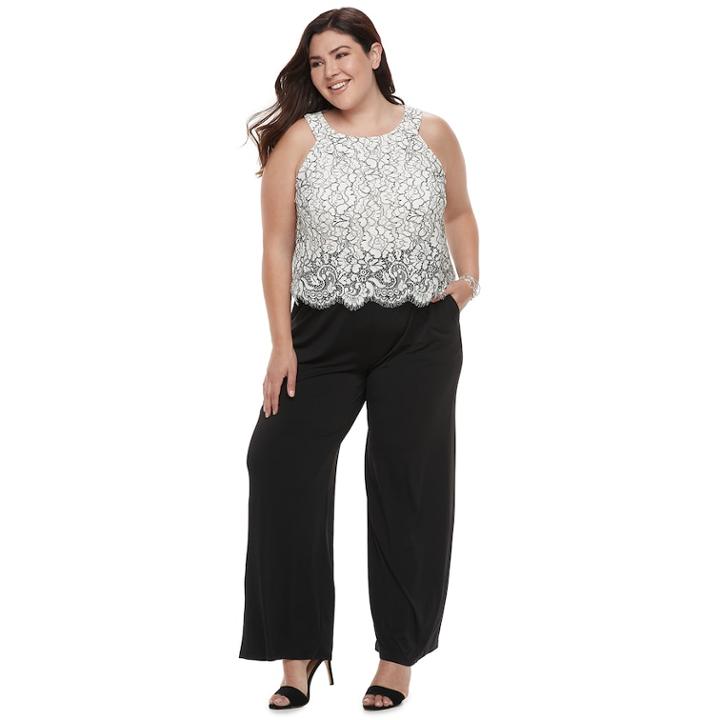 Plus Size Chaya Lace Jumpsuit, Women's, Size: 22 W, Grey (charcoal)