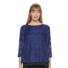 Women's Dana Buchman Split-back Layered Top, Size: Large, Dark Blue