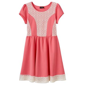 Plus Size Girls 7-16 2hip Crochet Scuba Skater Dress, Girl's, Size: 14 1/2, Lt Orange