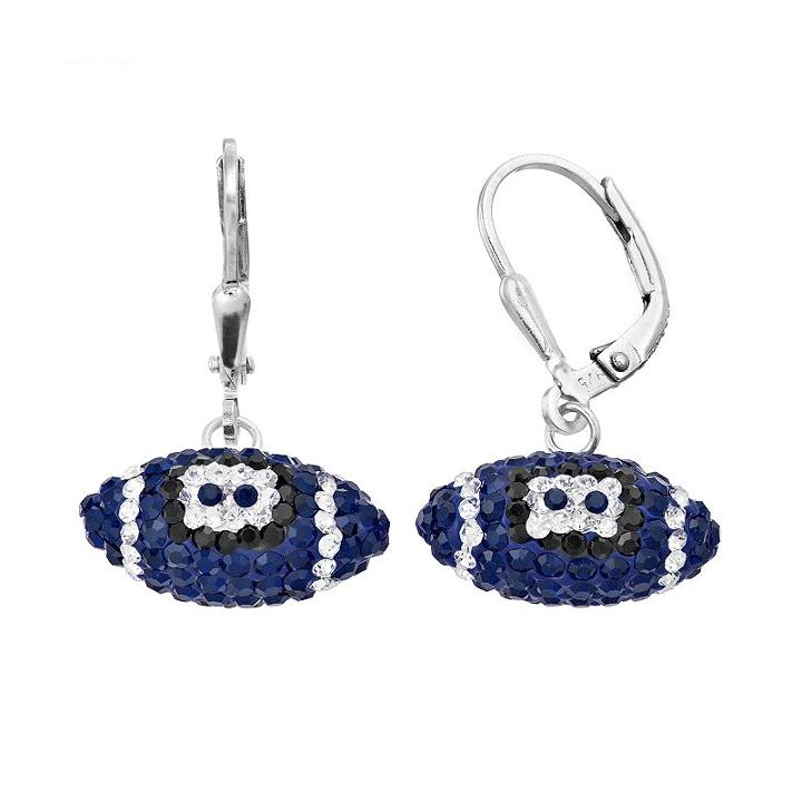 Penn State Nittany Lions Crystal Sterling Silver Football Drop Earrings, Women's, Multicolor