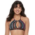 Women's Apt. 9&reg; Printed High-neck Halter Bikini Top, Size: Large, Multi