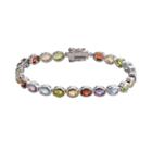 Sterling Silver Gemstone Tennis Bracelet, Women's, Size: 7.5, Multicolor
