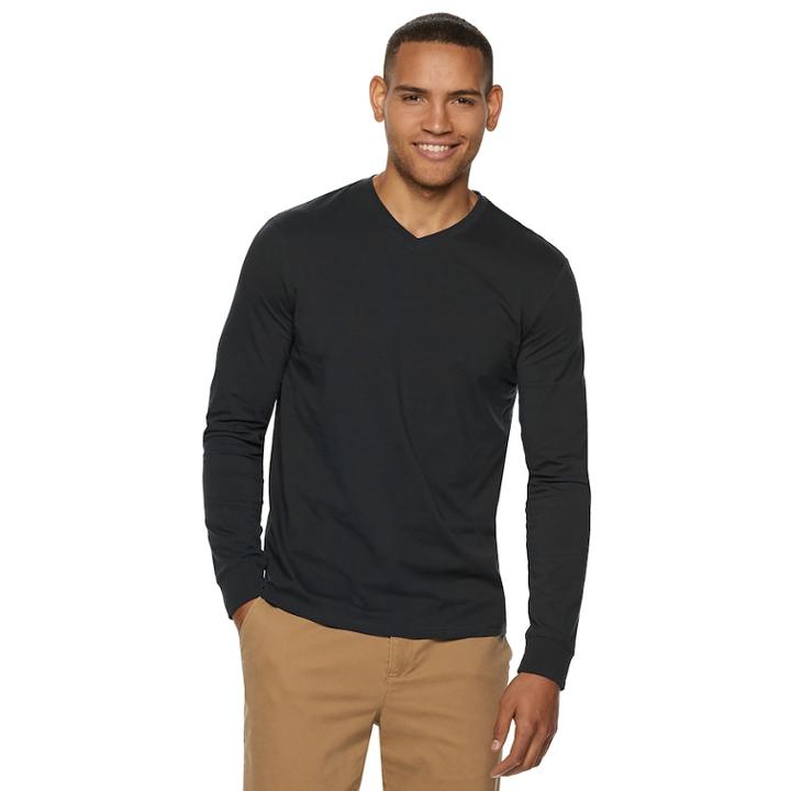Men's Sonoma Goods For Life&trade; Modern-fit Supersoft V-neck Tee, Size: Medium, Black
