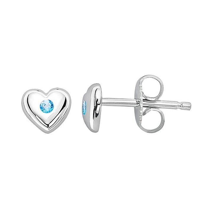 Little Diva Diamonds Kids' Sterling Silver Blue Topaz Heart Stud Earrings, Women's