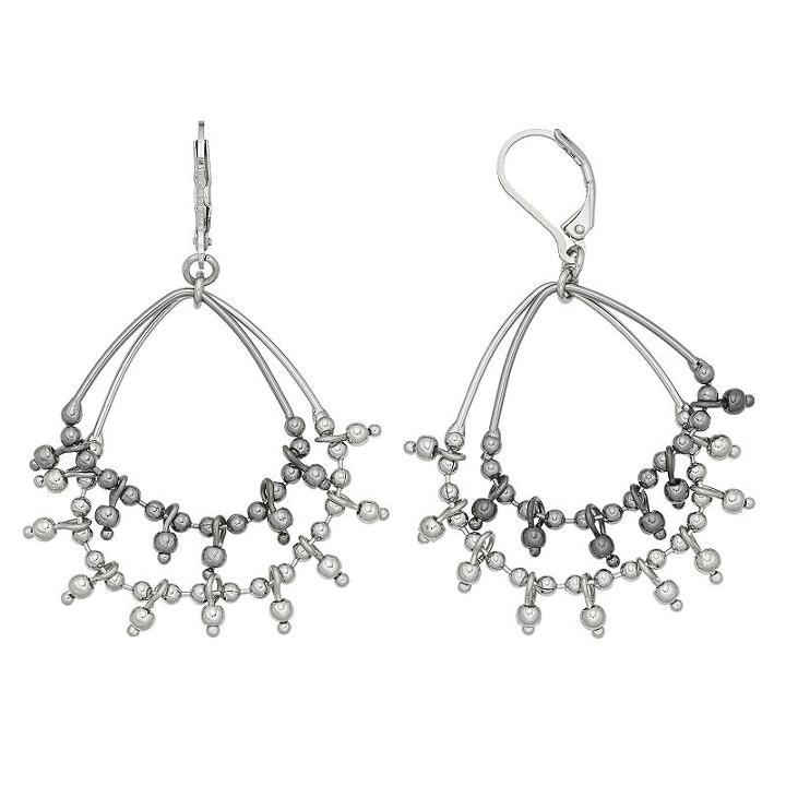 Simply Vera Vera Wang Nickel Free Two Tone Beaded Double Hoop Earrings, Women's, Multicolor