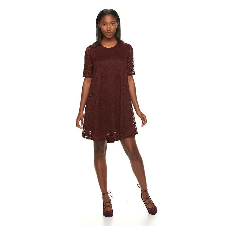 Women's Sharagano Lace A-line Dress, Size: 4, Dark Red
