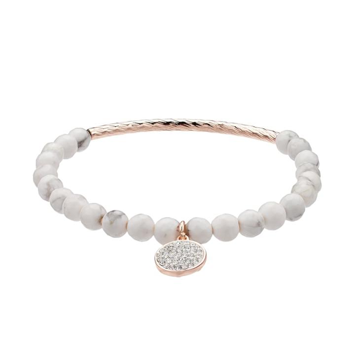 Love This Life Howlite Bead & Crystal Charm Stretch Bracelet, Women's, White