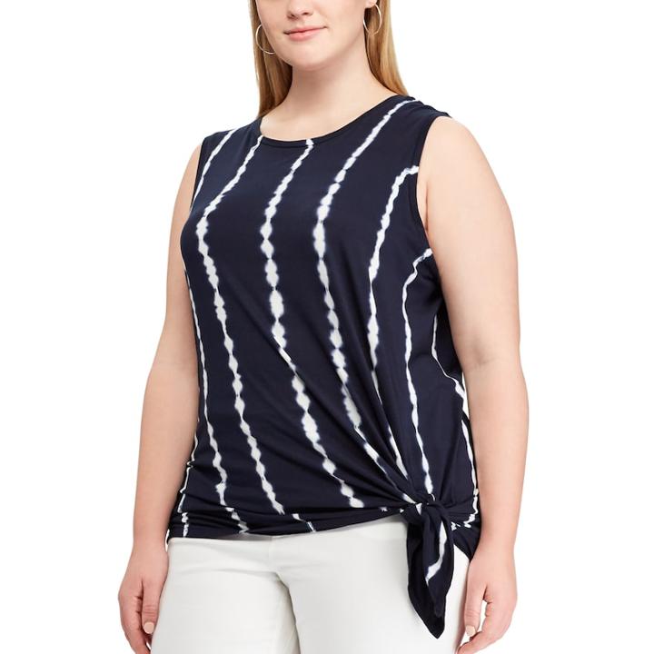 Plus Size Chaps Side-tie Sleeveless Top, Women's, Size: 3xl, Blue (navy)