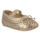 Baby Girl Wee Kids Champagne Cut-out Ballet Slipper Crib Shoes, Size: 2, Med Beige
