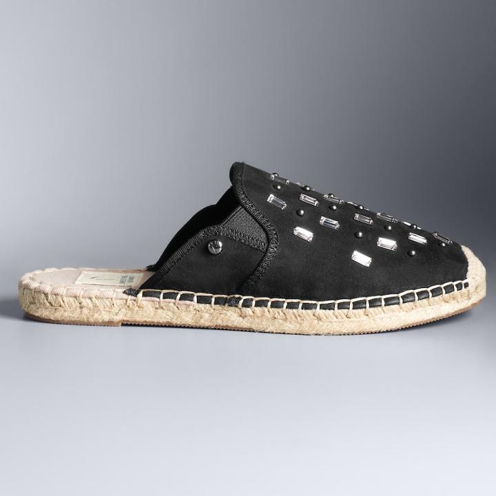 Simply Vera Vera Wang Poetry Women's Espadrille Mules, Size: 9.5, Black