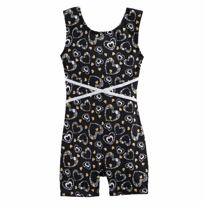 Girls 4-14 Jaques Moret Golden Hearts Biketard, Size: Small, Brown Over