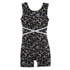 Girls 4-14 Jaques Moret Golden Hearts Biketard, Size: Small, Brown Over