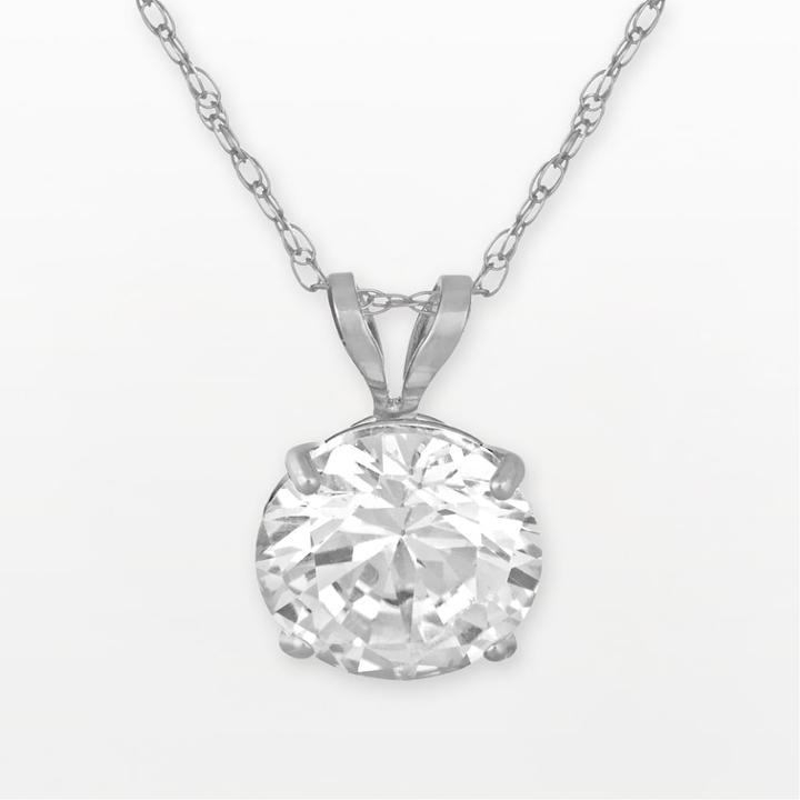 Renaissance Collection 10k White Gold Round-cut Pendant - Made With Swarovski Zirconia, Women's