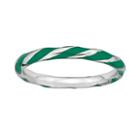 Stacks And Stones Sterling Silver Green Enamel Twist Stack Ring, Women's, Size: 6, Grey