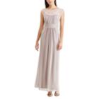 Women's Chaps Lace Yoke Evening Gown, Size: 10, Grey