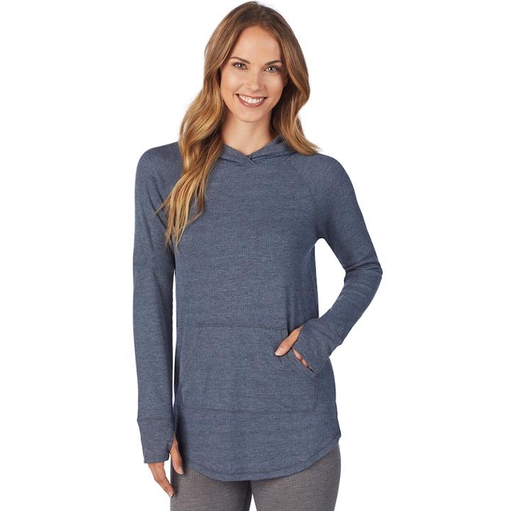 Women's Cuddl Duds Stretch Thermal Tunic Hoodie, Size: Small, Brown Over