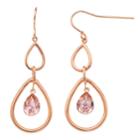 Brilliance Swarovski Crystal Double Teardrop Hoop Earrings, Women's, Pink