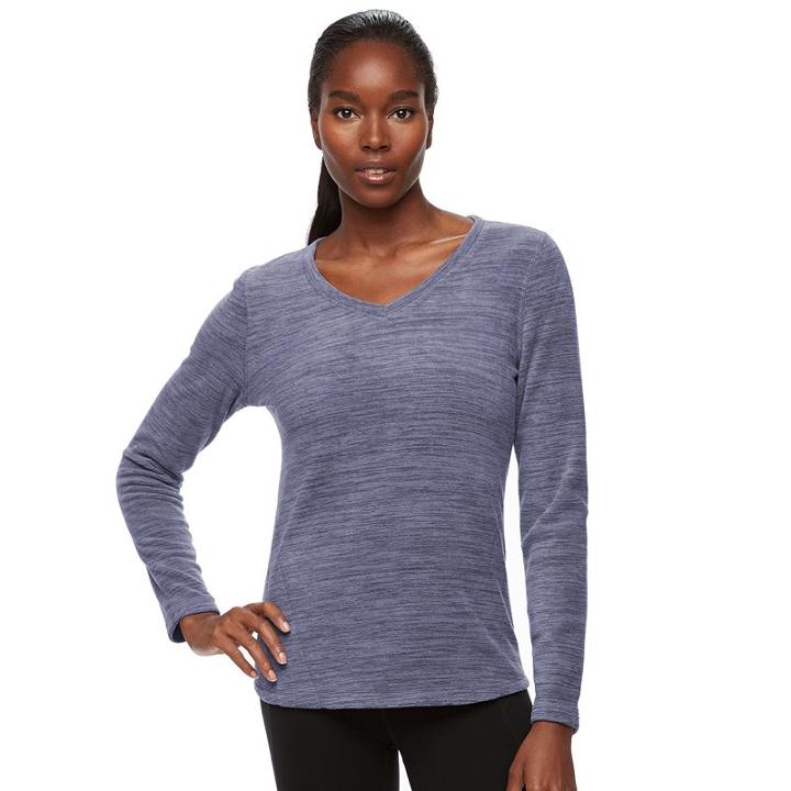 Women's Tek Gear&reg; Microfleece V-neck Tee, Size: Small, Drk Purple