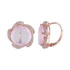 Rose Quartz & White Topaz Pink Rhodium-plated Sterling Silver Earrings, Women's
