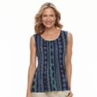 Women's Croft & Barrow&reg; Pleated Scoopneck Tank, Size: Medium, Blue