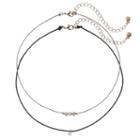 Lc Lauren Conrad Tri Tone Beaded Cord Choker Necklace Set, Women's, Grey