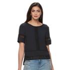 Women's Jennifer Lopez Crochet Boxy Top, Size: Xs, Black