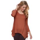Women's Sonoma Goods For Life&trade; Textured Swing Tee, Size: Xxl, Drk Orange
