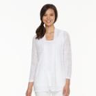 Women's Croft & Barrow&reg; Pointelle Chevron Open Front Cardigan, Size: Xl, White