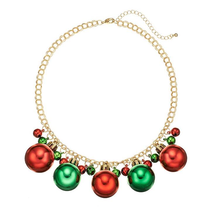 Jingle Bell And Ornament Necklace, Women's, Multicolor