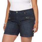 Plus Size Jennifer Zipper Pocket Jean Shorts, Women's, Size: 22 W, Dark Blue