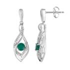 10k White Gold Emerald & 1/8 Carat T.w. Diamond Drop Earrings, Women's, Green
