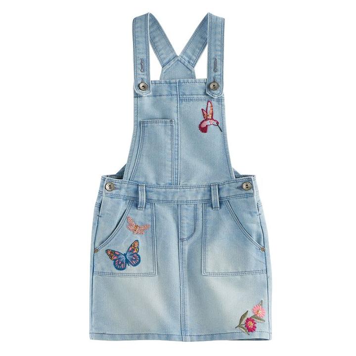 Girls 4-12 Sonoma Goods For Life&trade; Patch Denim Jumper, Size: 6, Dark Blue
