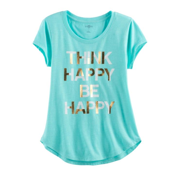 Girls Plus Size So&reg; Rolled Cuff Graphic Tee, Size: 12 1/2, Turquoise/blue (turq/aqua)