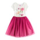 Girls 4-6x Nannette Glitter Print & Mesh Dress, Size: 5, Lt Beige