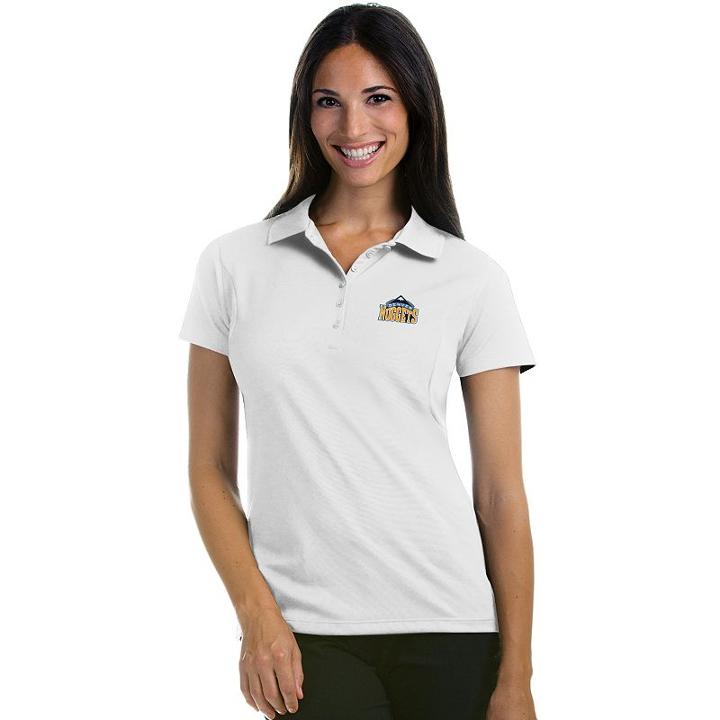 Women's Antigua Denver Nuggets Pique Xtra-lite Polo, Size: Large, White