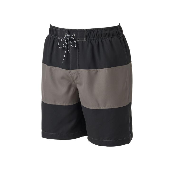 Men's Croft & Barrow&reg; Colorblock Microfiber Swim Trunks, Size: Large, Grey (charcoal)