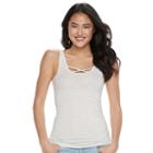 Juniors' So&reg; Double Scoop Crisscross Tank, Girl's, Size: Large, Light Grey