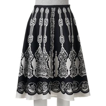 Women's Wdny Black Print A-line Skirt, Size: Xl