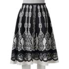 Women's Wdny Black Print A-line Skirt, Size: Xl