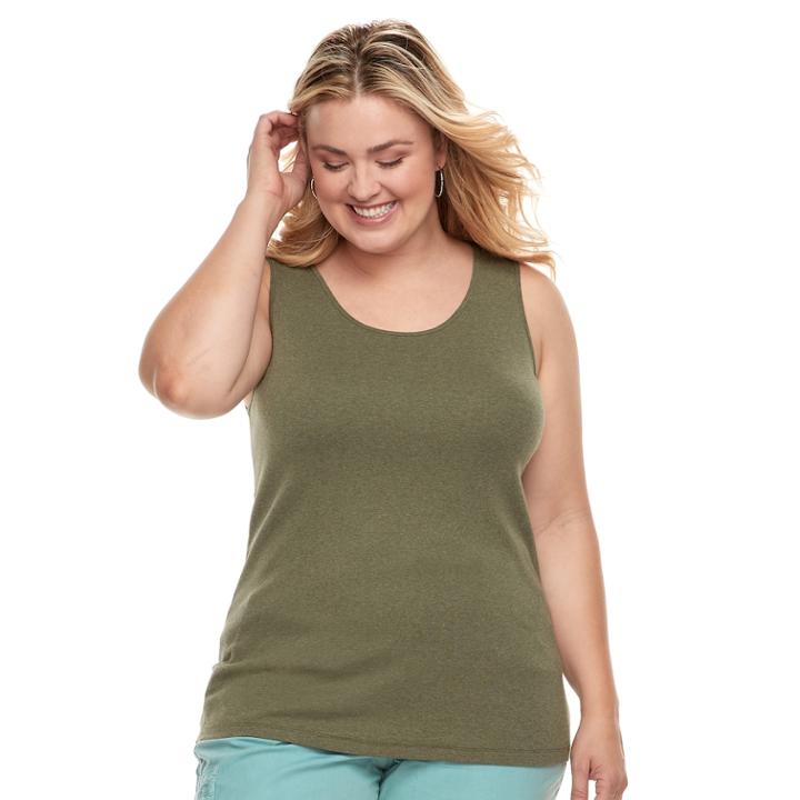 Plus Size Sonoma Goods For Life&trade; Layering Tank, Women's, Size: 2xl, Dark Green