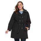 Plus Size Sebby Collection Soft Shell Trench Coat, Women's, Size: 1xl, Black