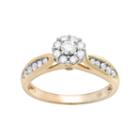 Cherish Always 10k Gold 1/2-ct. T.w. Round-cut Diamond Cluster Engagement Ring, Women's, Size: 7.50, White