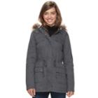 Juniors' J-2 Faux-fur Trim Hood Anorak Jacket, Teens, Size: Large, Grey (charcoal)