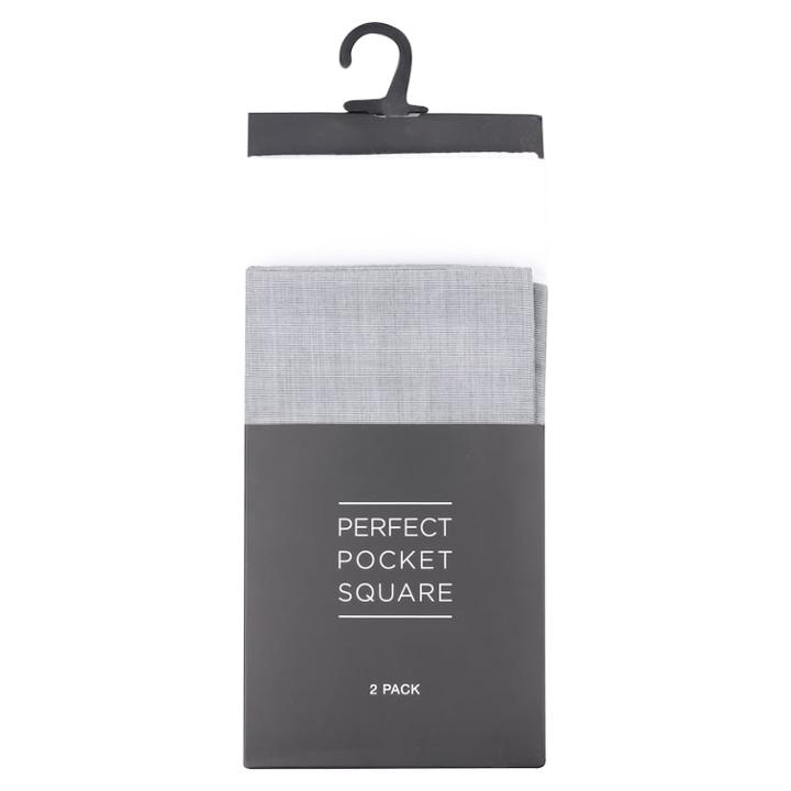 Men's 2-pack Pocket Squares, Grey