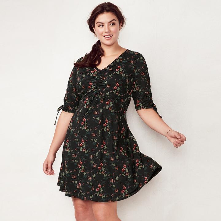Plus Size Lc Lauren Conrad Print Fit & Flare Dress, Women's, Size: 0x, White