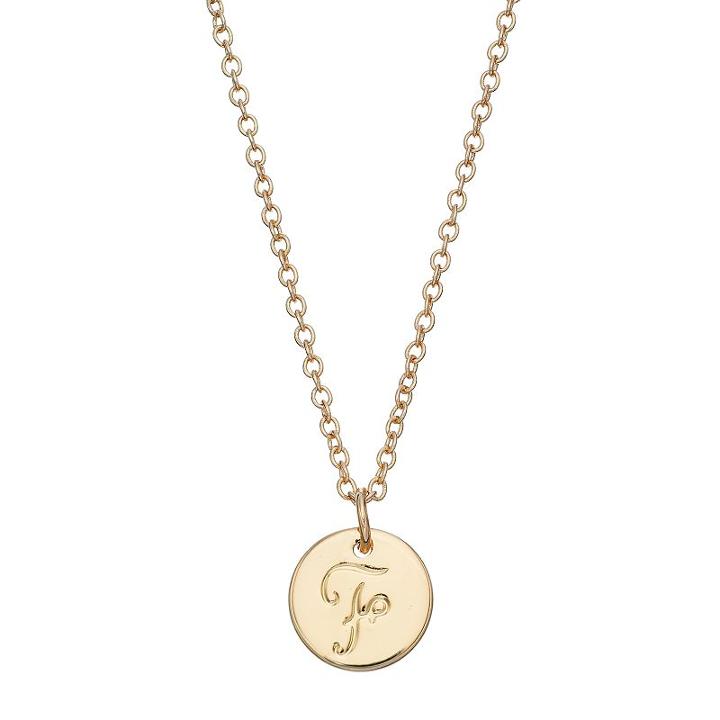 Lc Lauren Conrad Gold Tone Monogram Circle Pendant Necklace, Women's