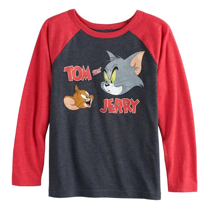 Boys 4-12 Jumping Beans&reg; Tom And Jerry Raglan Graphic Tee, Size: 10, Dark Grey