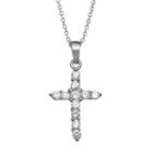 Charming Girl Sterling Silver Cubic Zirconia Cross Pendant Necklace - Made With Swarovski Zirconia - Kids, Size: 15, White