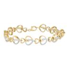 14k Gold Over Silver Diamond Accent Heart Link Bracelet, Women's, White