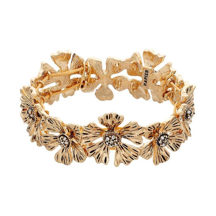 Napier Antiqued Flower Stretch Bracelet, Women's, Gold
